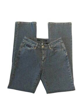 DKNY Women's Jeans Blue Subtle Stripe Mid-Rise Bootcut Size 4